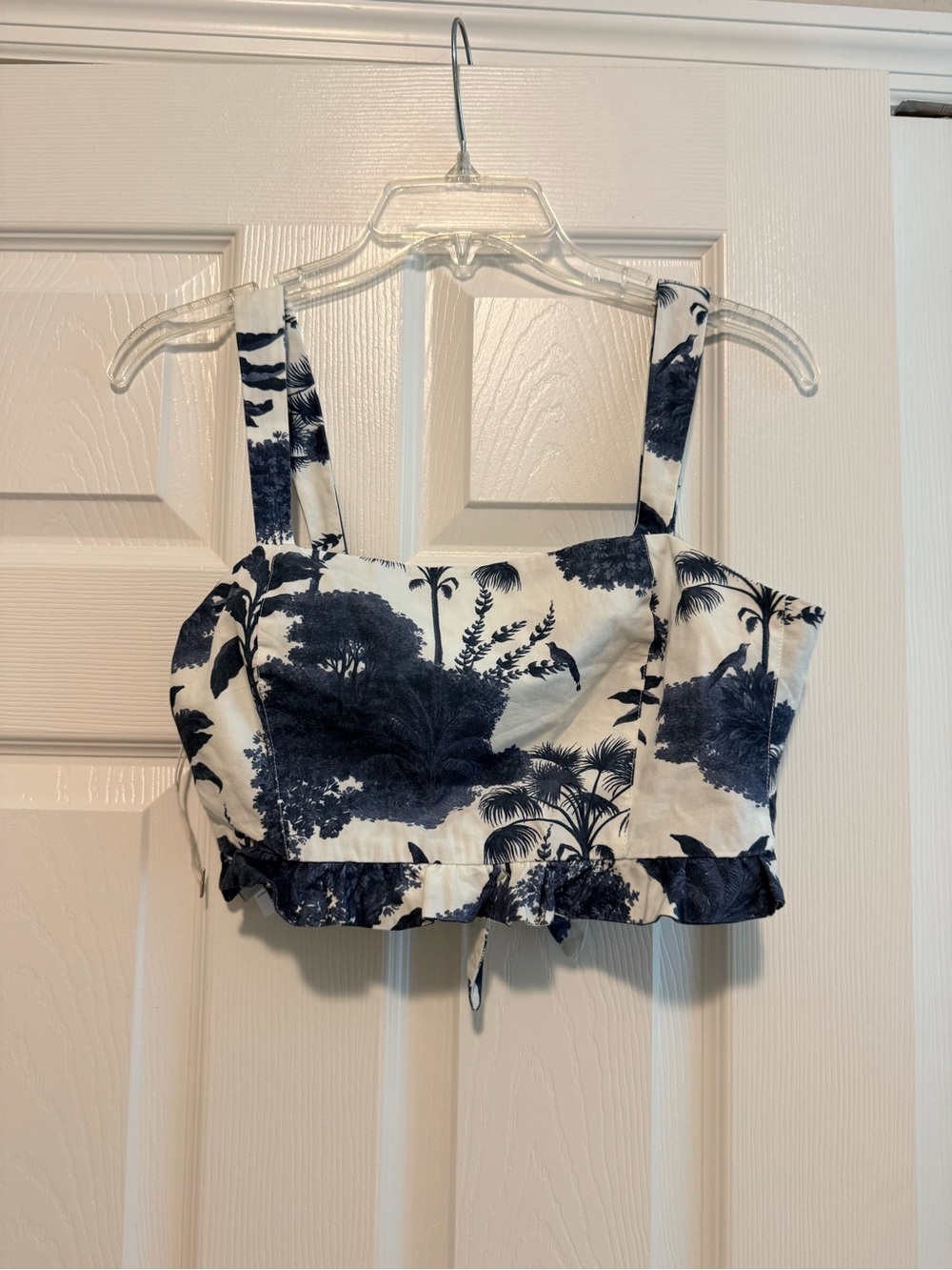 Maaji Navy and White Botanical Crop Top